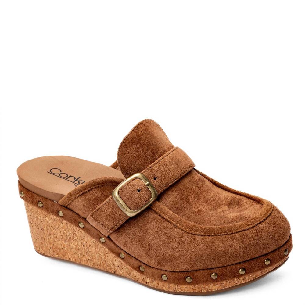 NEW CORKYS FOOTWEAR women's chunky just precious suede mules in tobacco